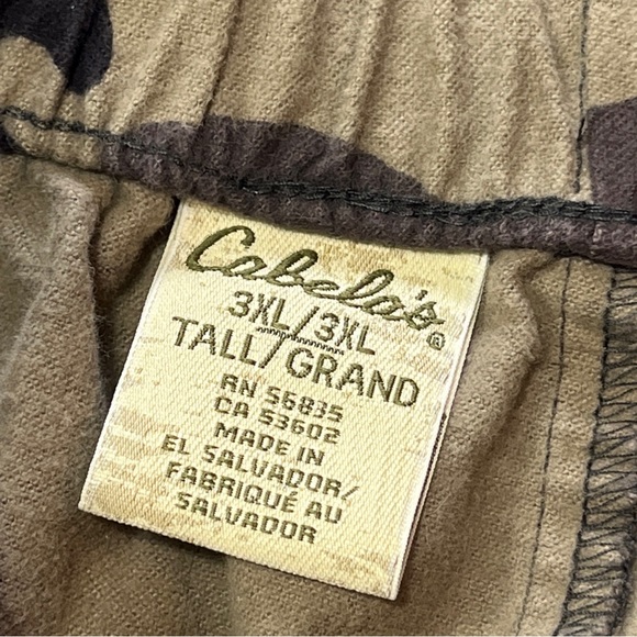 Cabela’s camo pants FLANNEL TAN GRAY men 3X Hunting Camouflage button fly ties - Picture 3 of 16